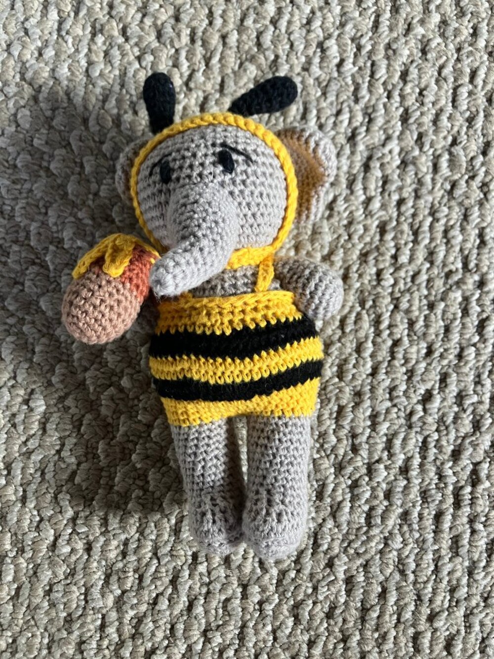 BJORN’s Colorado Honey Wuaman Elephant Buddy Handmade in Bee Outfit Crochet